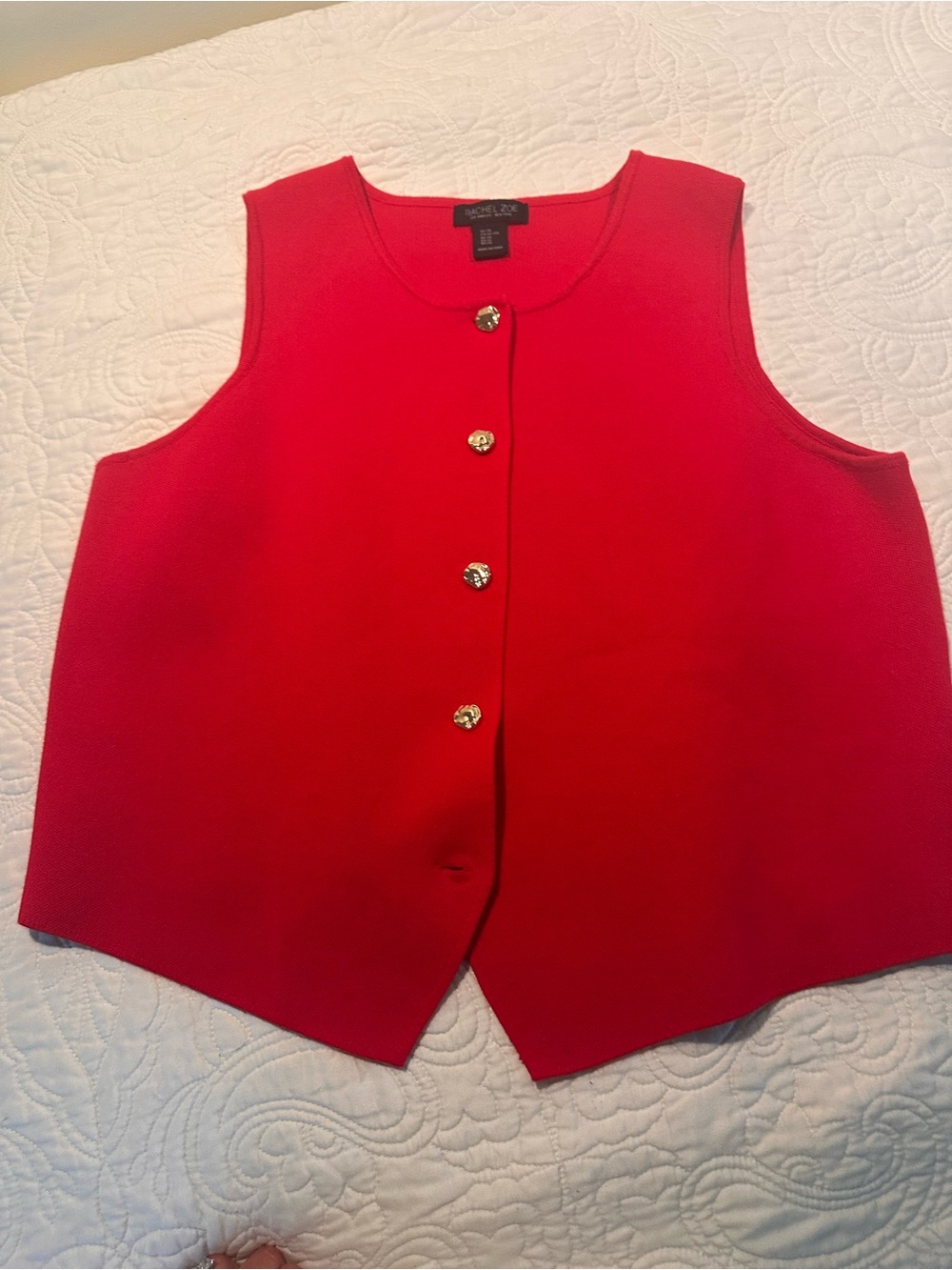 Rachel Zoe Red Button Front Knit Vest